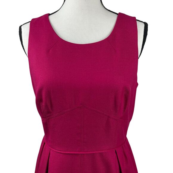J Crew Women's Sheath Dress Size 8 Raspberry Pink Wool Blend Sleeveless Career - Picture 2 of 10